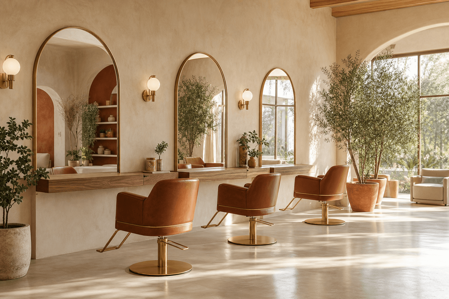 Warm salon space with inviting chairs ready for independent professionals