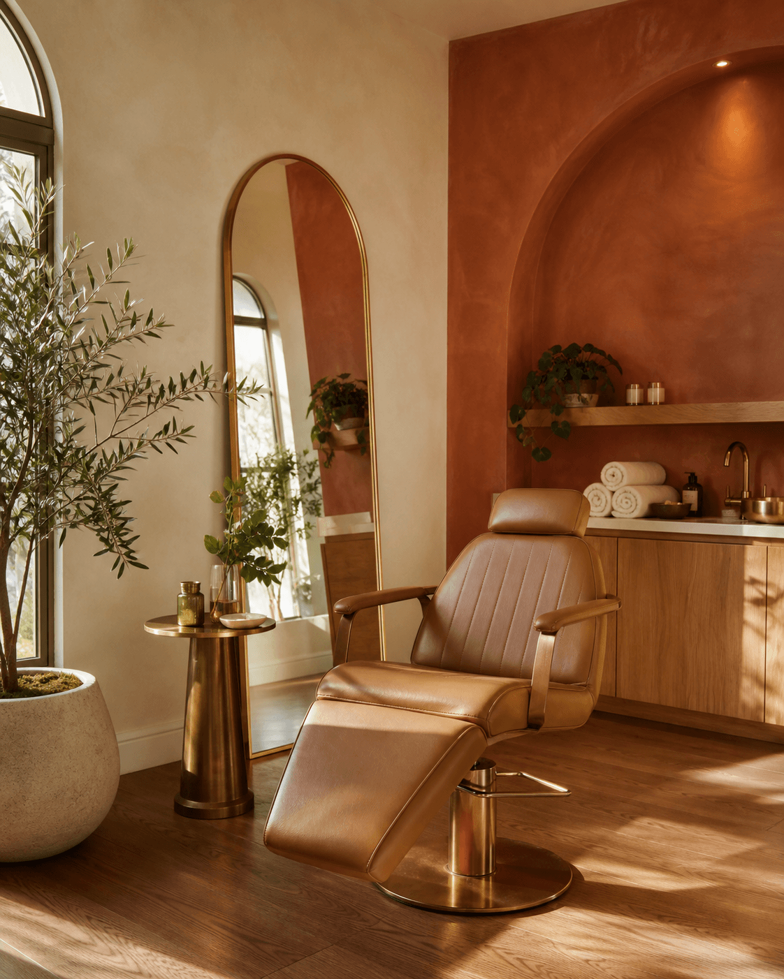 Salon host welcoming guests into a stylish space